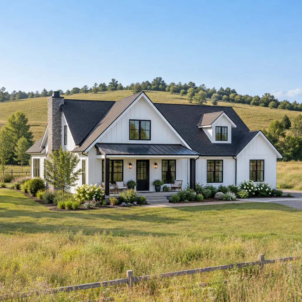 Custom home builders Peterborough: a My Own Cottage custom farmhouse-style year-round home on a rural lot