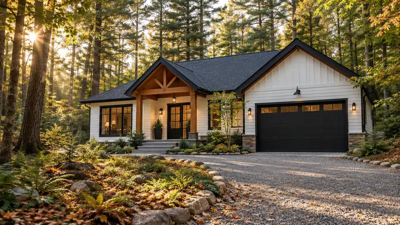 One Bedroom House Plans | My Own Cottage Custom Home Design One bedroom house plans: a single-storey My Own Cottage custom home design with a timber-framed covered entry and attached garage